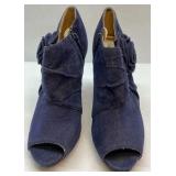 Mossimo Blue Peep Toe Heels Fabric Rosette Ankle Bootie Pumps Size 8.5