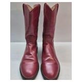 Justin Red Leather Western Cowboy Boots USA Made Pull On Size 8 C