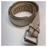 Wide Rhinestone Studded Belt Silver Tone Leather Sparkle Buckle