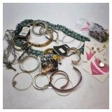 Mixed Costume Jewelry Lot Bracelets Necklaces Earrings Charms Assorted
