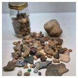 Mixed Natural Stone Rock Collection Jar Polished Rough Specimens Assorted