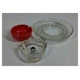 Vintage Ashtray Lot Glass Pressed Clear Advertising Vodka Plastic Red