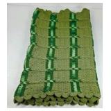 Handmade Crochet Afghan Blanket Green Granny Square Scalloped Edge Throw