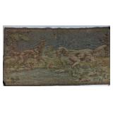 Vintage Woven Tapestry Wall Hanging Dogs Floral Landscape Textile Art