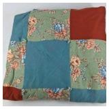 Patchwork Quilt Blanket Floral Cotton Blue Green Throw