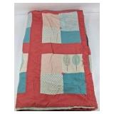 Patchwork Quilt Blanket Pink Blue Floral Cotton Throw
