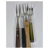 Mixed Kitchen Utensils Lot Wood Handle Forks Spatulas Peeler Serving Tools