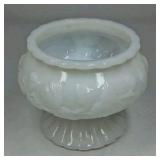 Milk Glass Pedestal Planter Bowl Grape Pattern White Decorative Pot