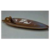 Vintage Ceramic Incense Burner Leaf Tray Turtle Accent Brown Glaze