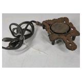 Vintage Electric Cast Iron Burner Hot Plate Ornate Leaf Design Single Burner