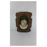 Perspective Art Mother and Baby Print Oval Frame Wood Wall Hanging Vintage