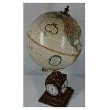 Replogle World Classic Globe Barometer Desk Clock Wood Base Vintage Style
