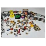 Vintage Enamel Pin Lot Souvenir Advertising Smiley Disney Lady and the Tramp Pins