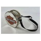 Harley Davidson Metal Lunch Box Style Container with Shoulder Strap Vintage Motorcycle Logo