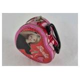 Barbie Heart Shaped Metal Lunch Box Tin with Handle Pink Valentine Theme