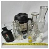 Glass Bottles Carafe Vase Drinkware Lot with Thermal Carafe Shot Glasses Mixed Set