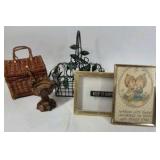 Home Decor Lot Wicker Basket Birdcage Frame Wall Art Figurine Mixed Decor Set