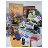 Mixed Craft Supplies Lot Sketch Book Stamps Ink Pads Feathers Decor DIY