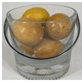 Modern Clear Glass Ice Bucket Style Bowl Thick Base Serving Dish