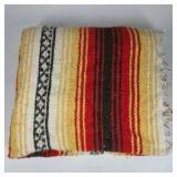Mexican Style Serape Blanket Woven Throw Fringe Striped Textile