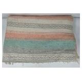 Woven Throw Blanket Southwest Style Fringe Edge Multicolor Striped Textile