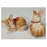 Ceramic Rabbit Salt and Pepper Shakers Bunny Set