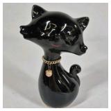 Lot of 2 Black Cat Figurines Mid Century Style Ceramic Cat Pair
