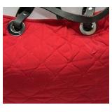 Banana Republic Red Quilted Tote Bag Black Strap Shoulder Purse