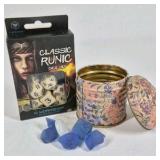Classic Runic Dice Set Q Workshop With Decorative Tin And Stones