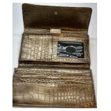 Guess Monogram Wallet Brown Logo Pattern Clutch Organizer Zip Around