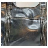 Black Shoulder Bag Faux Leather Tote Purse Double Strap Large