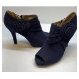 Mossimo Blue Peep Toe Heels Fabric Rosette Ankle Bootie Pumps Size 8.5