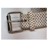 Wide Rhinestone Studded Belt Silver Tone Leather Sparkle Buckle