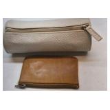 Cinque Leather Coin Purse Zip Pouch Lot Brown White Small Accessories