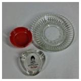 Vintage Ashtray Lot Glass Pressed Clear Advertising Vodka Plastic Red