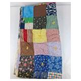 Handmade Patchwork Quilt Multicolor Square Pattern Vintage Style