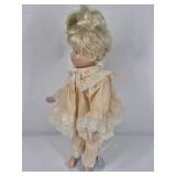 Brinn’s 1993 Porcelain Doll Blonde Hair Blue Eyes Lace Dress Collectible