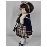 Vintage Clown Doll Curly Blonde Hair Porcelain Face Colorful Costume Collectible