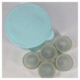 Tupperware Servalier Bowls Set with Lids Harvest Gold and Large Storage Container