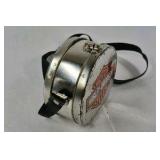 Harley Davidson Metal Lunch Box Style Container with Shoulder Strap Vintage Motorcycle Logo