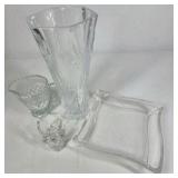 Clear Glass Vase Dish and Creamer Set Pressed Glass Table Decor Collection