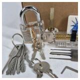 Lock Picking Practice Set Clear Padlock Training Kit Tools with Case