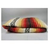 Mexican Style Serape Blanket Woven Throw Fringe Striped Textile