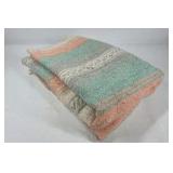 Woven Throw Blanket Southwest Style Fringe Edge Multicolor Striped Textile