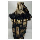 Vintage Style Fabric Shoulder Bag Camel Palm Tree Print Fringe Trim Purse