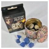 Classic Runic Dice Set Q Workshop With Decorative Tin And Stones