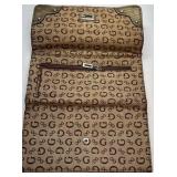 Guess Monogram Wallet Brown Logo Pattern Clutch Organizer Zip Around