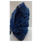 Blue Crochet Crossbody Bag Floral Knit Purse Adjustable Strap