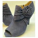 Mossimo Blue Peep Toe Heels Fabric Rosette Ankle Bootie Pumps Size 8.5