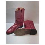 Justin Red Leather Western Cowboy Boots USA Made Pull On Size 8 C